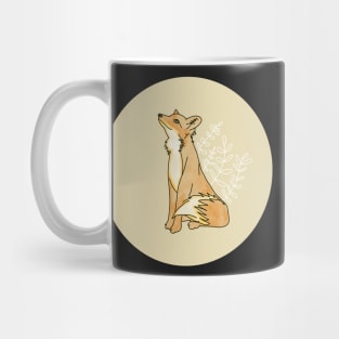 Fox and linear florals modern art sticker Mug